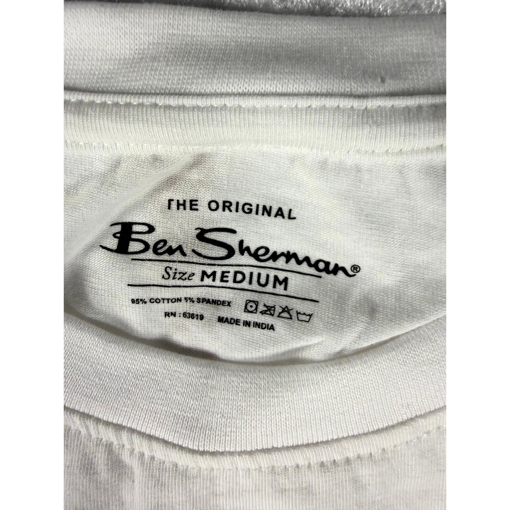 Ben Sherman Mens White Crew Neck Short Sleeve T Shirt Medium Casual Medium‎ - Picture 4 of 7